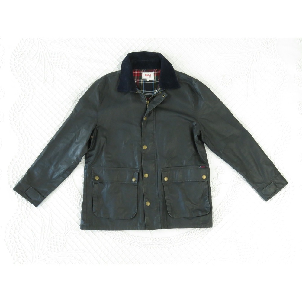 Stafford Prep Mens LG Waxed Cotton Jacket Coat Corduroy Trim Ivy League Wooster